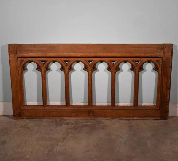 Large Antique French Gothic Solid Oak Wood Railing/Paneling/ Wainscoting