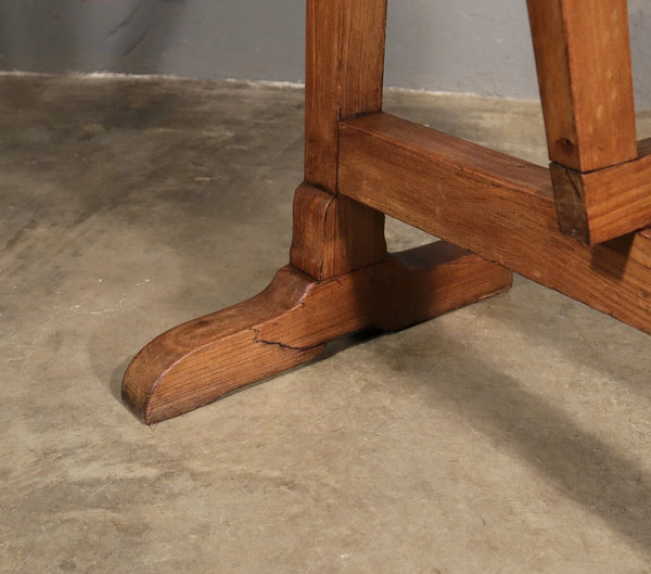 Antique French Solid Oak and Ash Wood Rustic Wine Tasting Table with Tilt Top