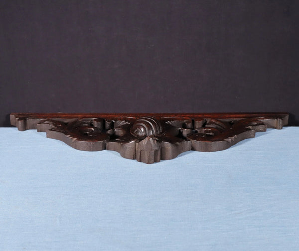 24" Wide Antique French Solid Oak Wood Highly Carved Detailed Crest