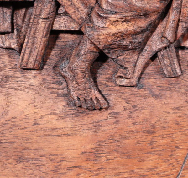 Large Vintage Highly Carved Panel of Jesus and 12 Disciples "The Last Supper"