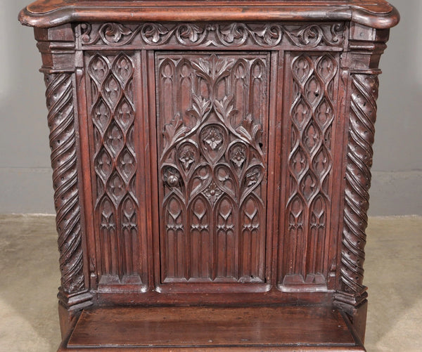 Antique French Solid Walnut Wood Church Prie Dieu/Prayer Cabinet/Altar/Kneeler