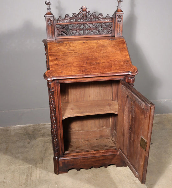 Antique French Solid Walnut Wood Church Prie Dieu/Prayer Cabinet/Altar Christian
