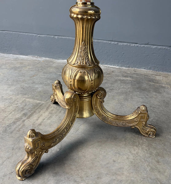69" Tall Ornate Vintage Brass & Onyx Marble Coat/Hat Rack Hall Tree/Stand