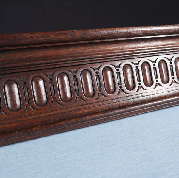 67" Wide Antique French Solid Oak Wood Mantel/Panel/Crest Pediment w/Carvings