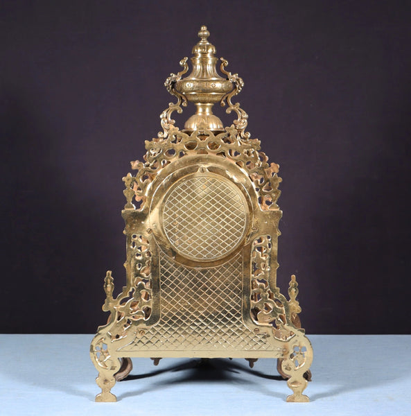 Vintage Bronze Neo Gothic Mantel Clock with Hermle/FHS Clockworks