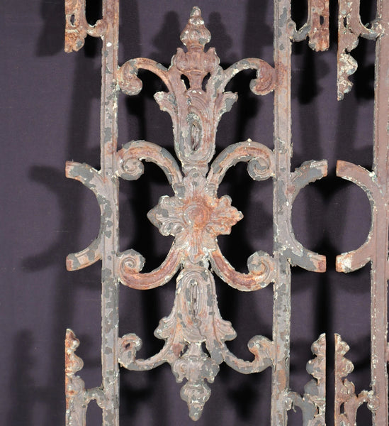 32" Tall Pair of Large French Antique Cast Iron Window Grilles Panels