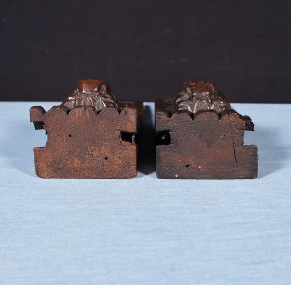 Pair of 8" French Antique Highly Carved Lion Corbels/Trim/Brackets Solid Oak