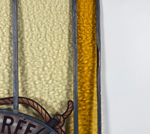 25" Tall Vintage Belgian/Flanders Stained/Leaded Glass Panel "Pedigree Semences"