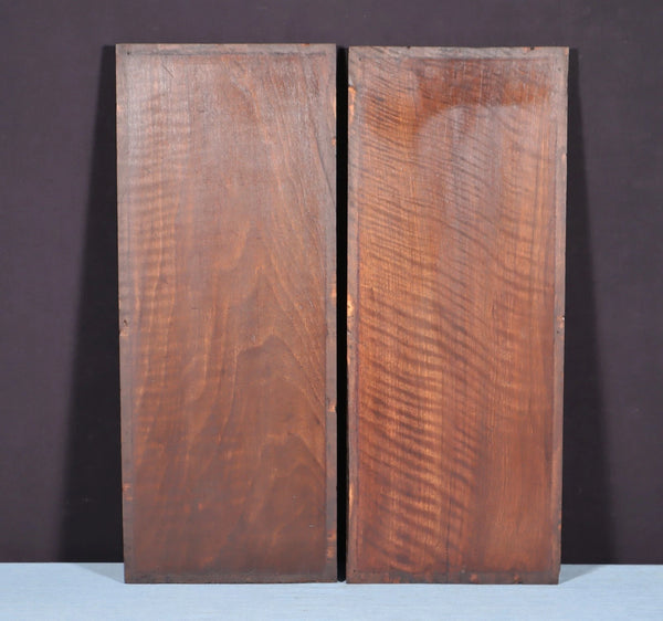 21" Tall Pair of Antique French Solid Walnut Wood Highly Carved Panels
