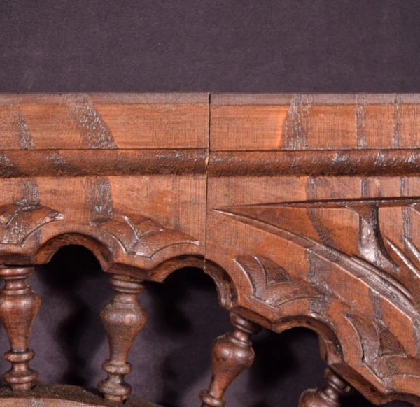 Antique French Breton Panel Brittany in Solid Chestnut Wood with a Man