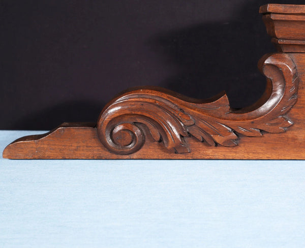 46" Wide Antique French Solid Walnut Wood Louis XVI Highly Carved Detailed Crest