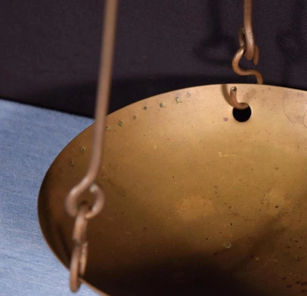 Late 1800's Antique French Brass Pan Balance Beam Scale