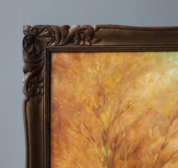 28" Wide Antique Oil Painting of Two Hunting Dogs By Paul Schouten (1860-1922)