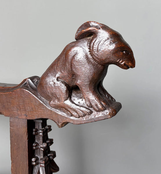 Late 1700's Antique French Gothic Throne Chair Bench/Settee/Chair Carved Oak