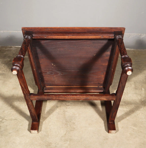 Share French Antique Gothic Revival Chestnut Arm Chair Carved Wood Desk Chair