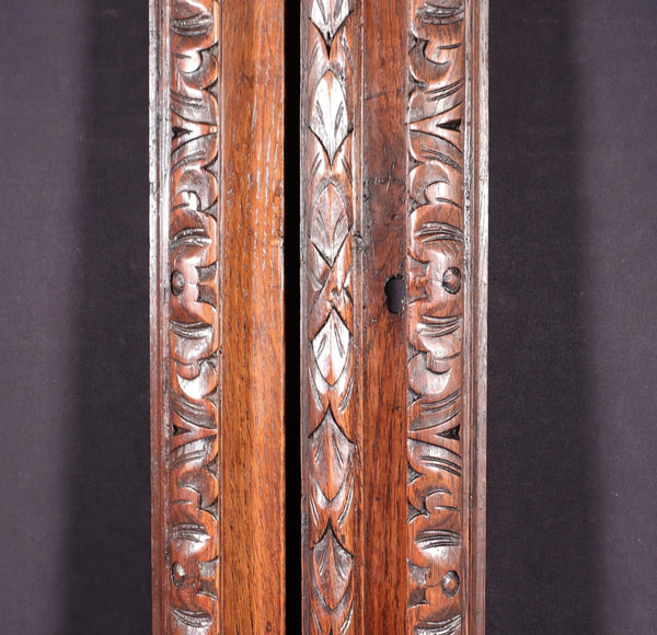 42" Tall Pair of Antique French Cabinet Door Frames in Solid Oak Wood Salvage