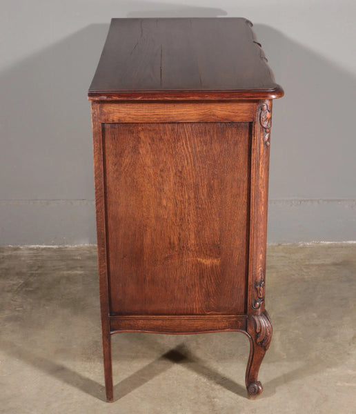 Antique French Louis XV Oak Dresser/ Commode/ Chest of Drawers Highly Carved