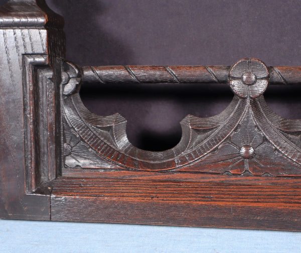 15" Wide French Antique Gothic Crest/Pediment/Crown in Solid Chestnut Wood
