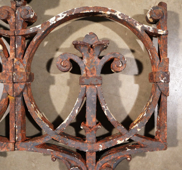 Set of 7 Matching 23" Tall French Cast Iron Panels/Fence Ornament "Fleur De Lis"