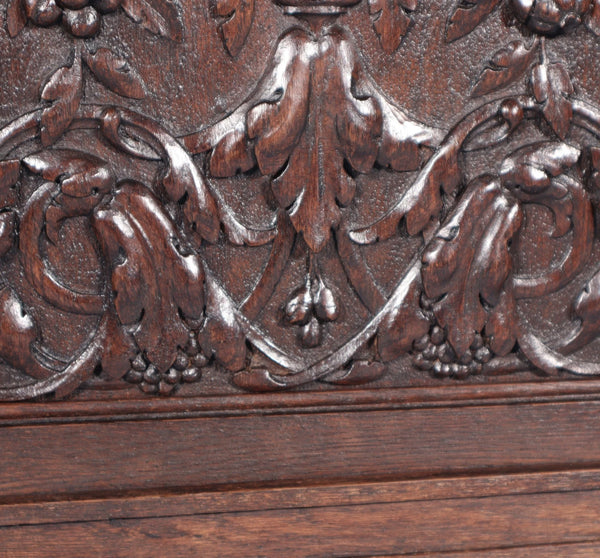 24" Tall Antique French Solid Oak Wood Louis XVI Panel Highly Carved