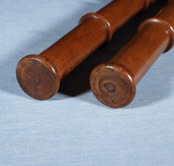 23" Tall Pair of French Antique Solid Walnut Wood Posts/Pillars/Trim Salvage