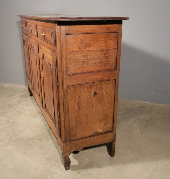 Large Antique French Provincial Three Door Sideboard/Buffet in Solid Oak Wood