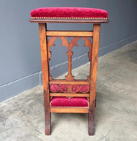 Share French Antique Solid Oak Wood Church Prie Dieu/Kneeler Christian Highly Carved