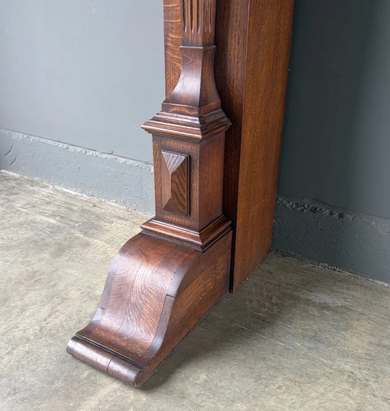 82" Large Vintage Renaissance Revival Oak Fireplace Surround/Mantel w/Figures