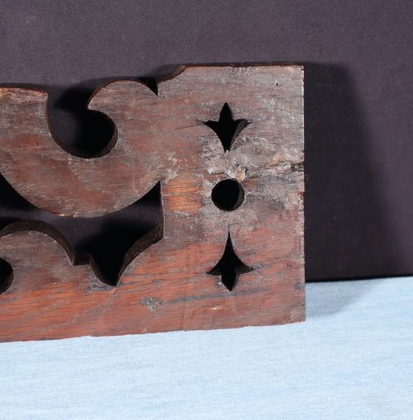 Pair of 12" Wide French Antique Solid Oak Wood Brackets Trim Pieces