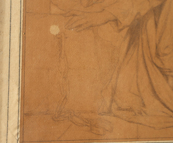 Antique Framed Drawing on Paper by Theodore-Joseph Canneel (1817-1892)