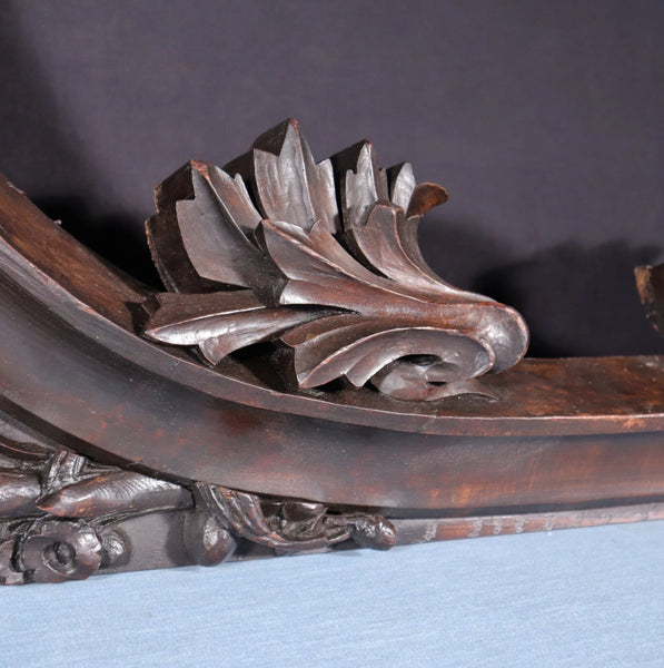 66" Antique French Gothic Revival Crest/Pediment in Solid Walnut and Oak Wood