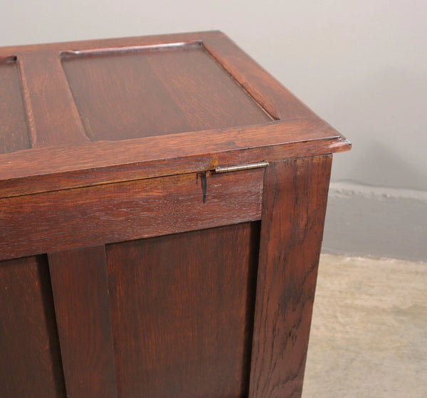 24" Wide Vintage French Gothic Chest/Trunk in Oak Wood With Carvings