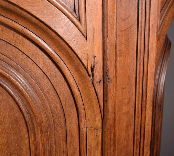 93" Tall Antique French Solid Oak Church Statuary Cabinet with Rotating Door