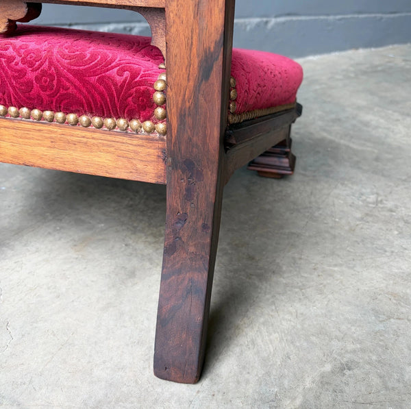 Share French Antique Solid Oak Wood Church Prie Dieu/Kneeler Christian Highly Carved