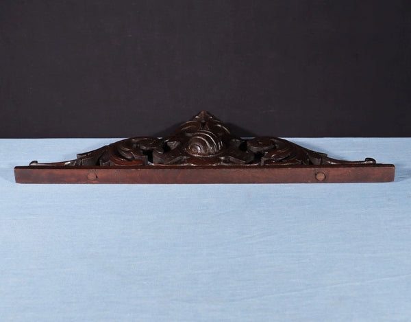 24" Wide Antique French Solid Oak Wood Highly Carved Detailed Crest