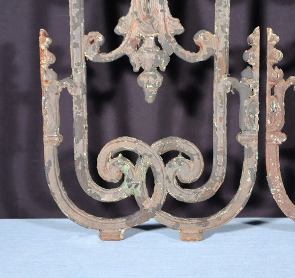 32" Tall Pair of Large French Antique Cast Iron Window Grilles Panels