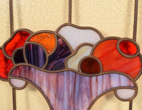 30" Wide Vintage French Art Deco Stained/Leaded Glass Panel with Flowers