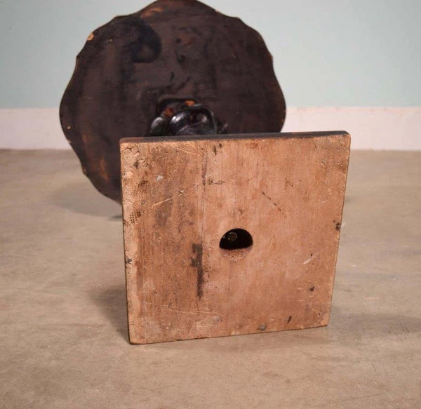 Vintage French Pedestal Table/Stand Black Lacquer Painted with Boy