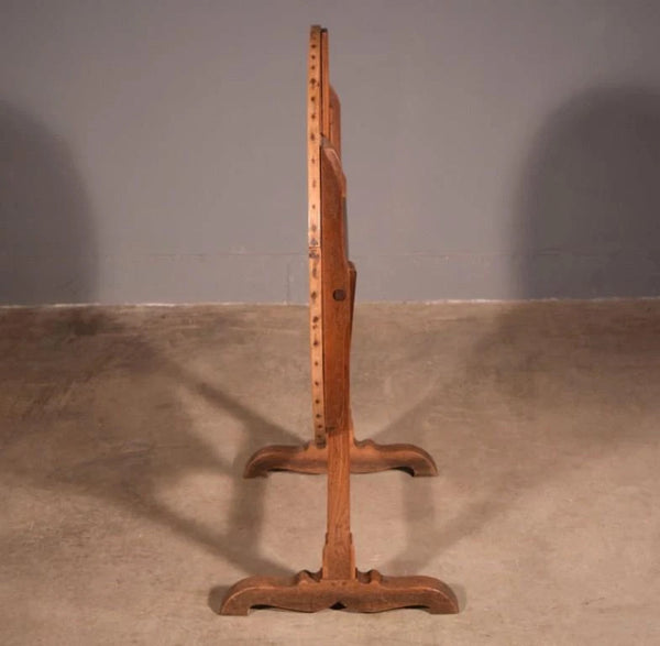 Antique French Solid Oak and Ash Rustic Wood Wine Tasting Table Tilt Top