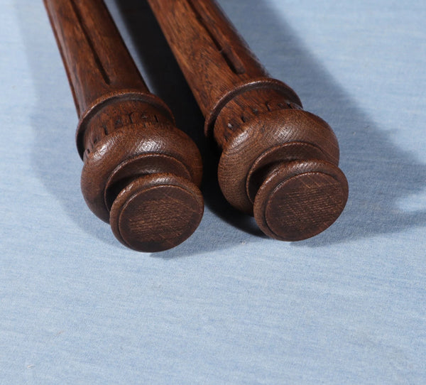 Pair of 26" French Antique Solid Oak Wood Gothic Posts/Pillars/Columns