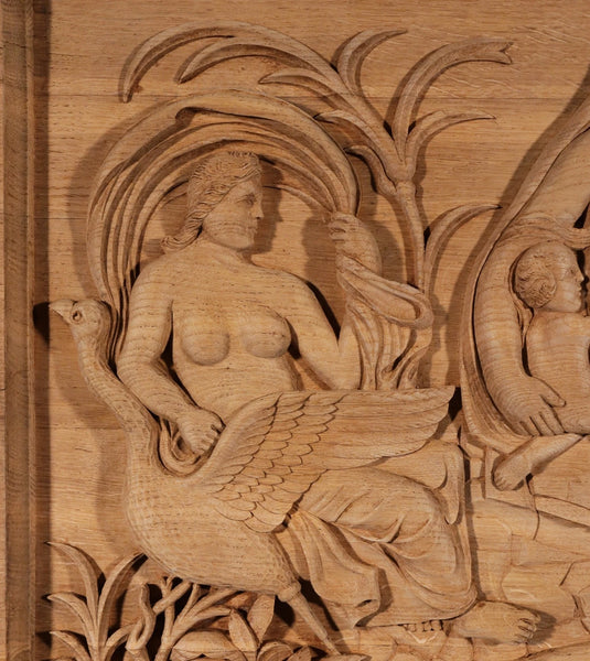 Large Vintage Highly Carved Panel Solid Oak After "The Tellus Panel" in Rome