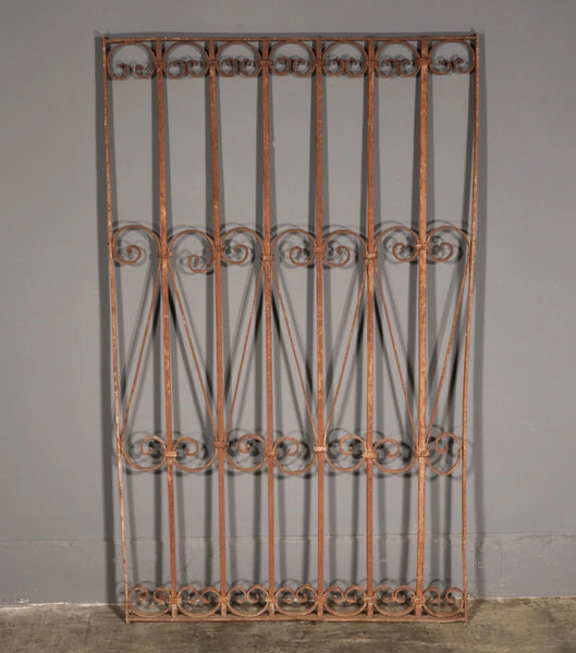 56" Tall Antique French Iron Decorative Window Panel/Fence/Gate Late 1800's