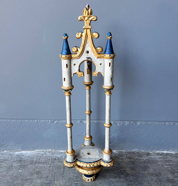 28" Tall Vintage French Neo Gothic Solid Wood Carved Niche/Shrine