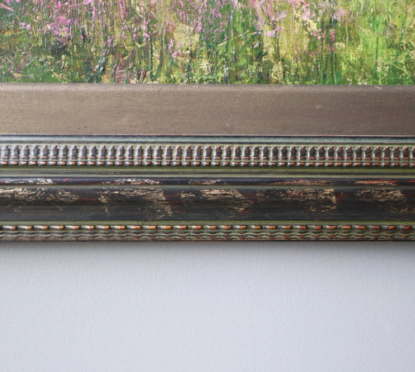 Antique European Impressionist Oil on Linen Painting of Wild Lavender