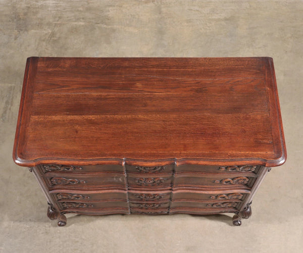 Antique French Louis XV Oak Dresser/ Commode/ Chest of Drawers Highly Carved