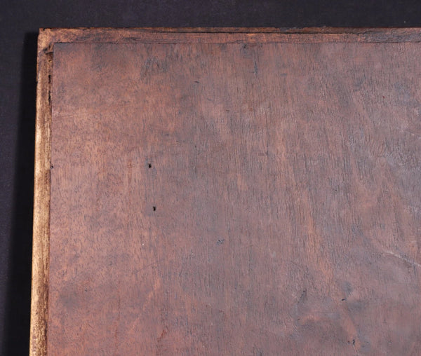 26" Antique French Solid Walnut Wood Panel Highly Carved, Woman with a Mirror