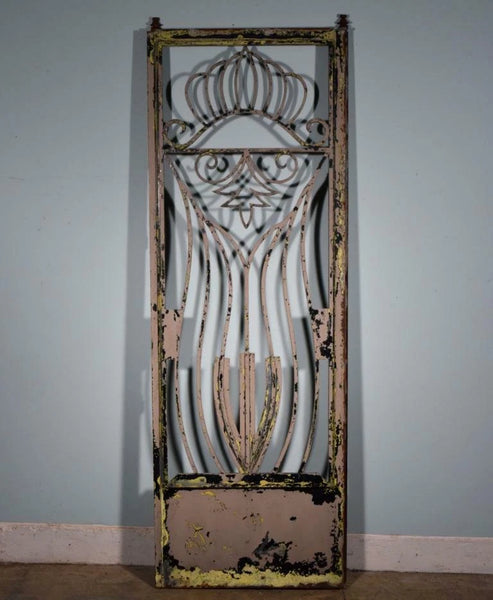 88" Tall Large Vintage European Art Deco Iron Door Panel Salvage Garden