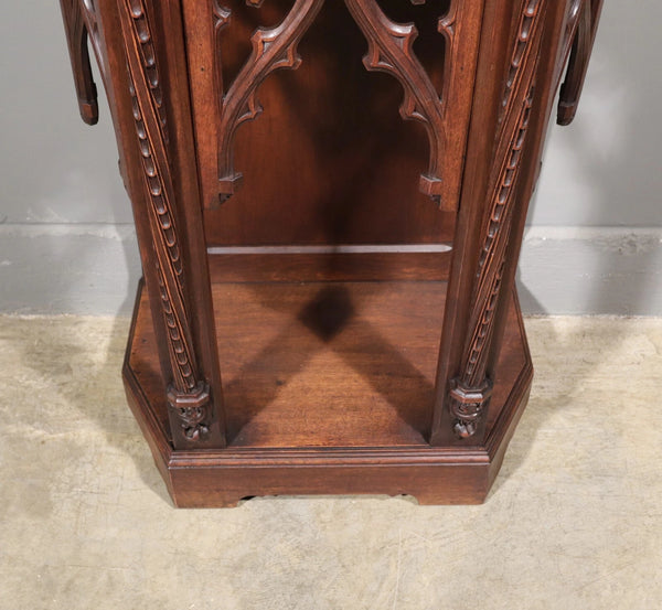 88" Tall Antique French Walnut Gothic Cabinet/ Cupboard/ Display Stand/Pedestal