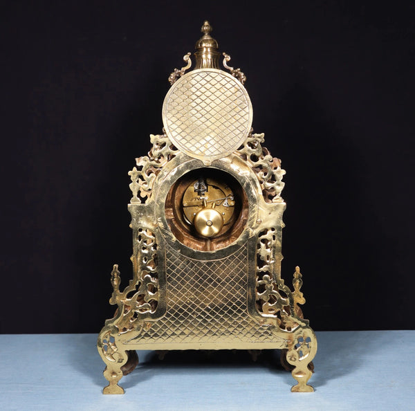Vintage Bronze Neo Gothic Mantel Clock with Hermle/FHS Clockworks