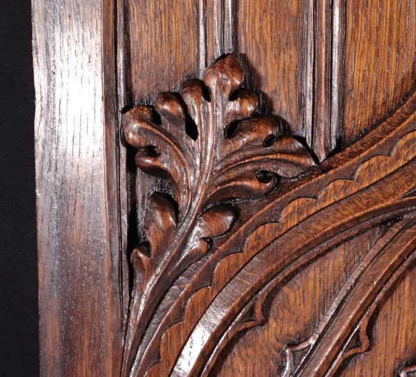 26" Large French Antique Gothic Revival Panel Solid Oak Wood Salvage Late 1800's